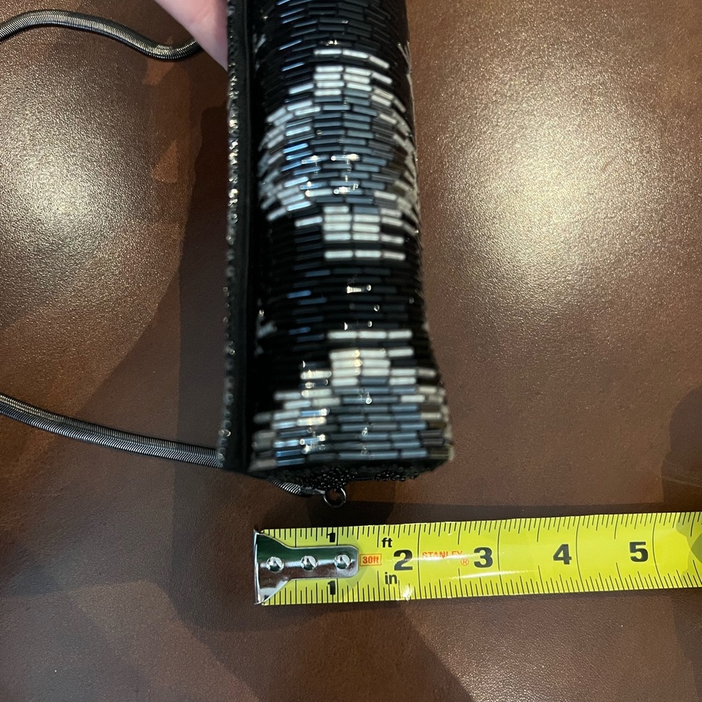 Preowned Inge Christopher Evening Bag With Black, Gray/blue,  And Silver Beads - Picture 5 of 11